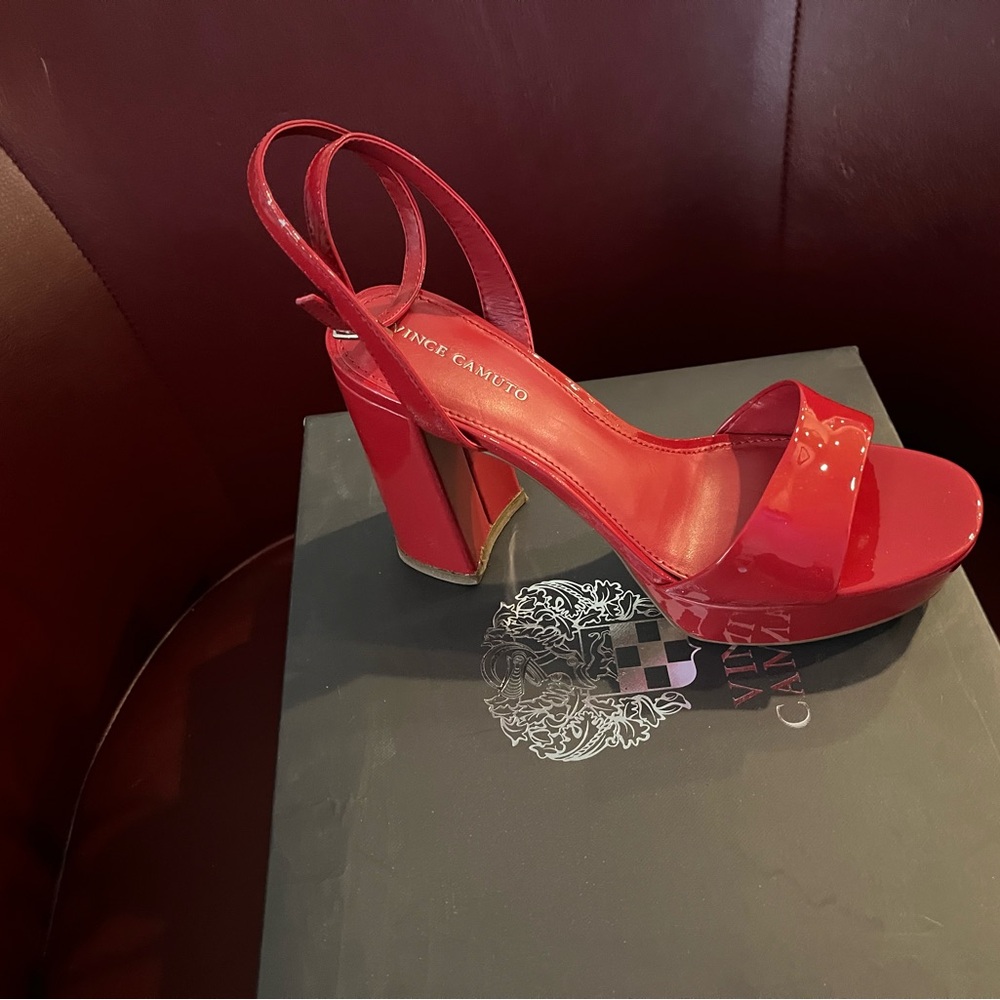 Vince Camuto Red Patent Platform Slingback Sandal